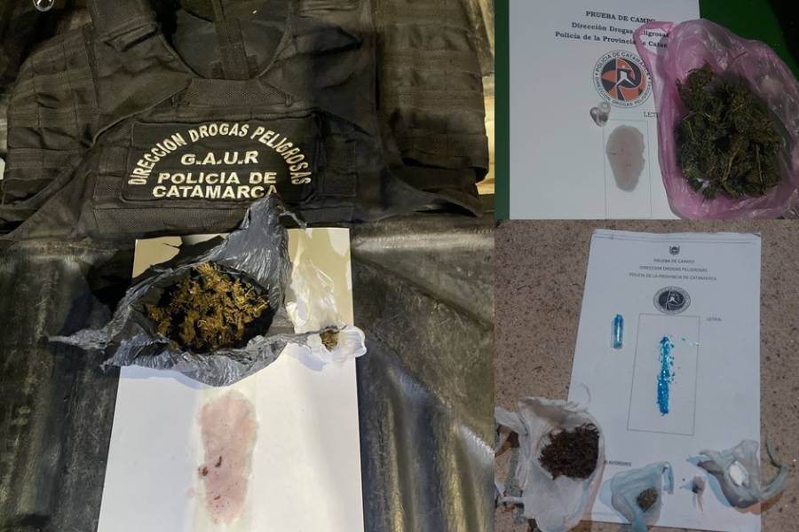 Operativos antidrogas en Catamarca: secuestran cocaína y marihuana en controles en ruta y zonas urbanas
