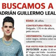 Encuentran sin vida a Adrian Guillermo Leal
