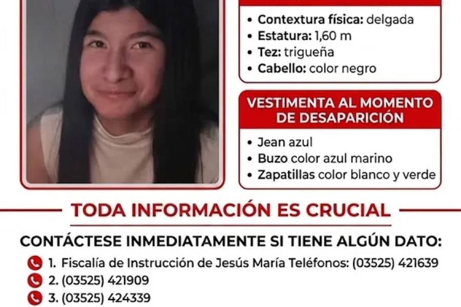Desesperada búsqueda en Córdoba: desapareció una menor de 15 años