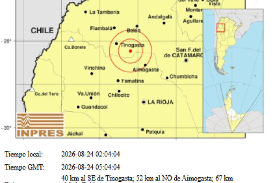 Un temblor de magnitud 4,3 sacudió a Catamarca durante la madrugada
